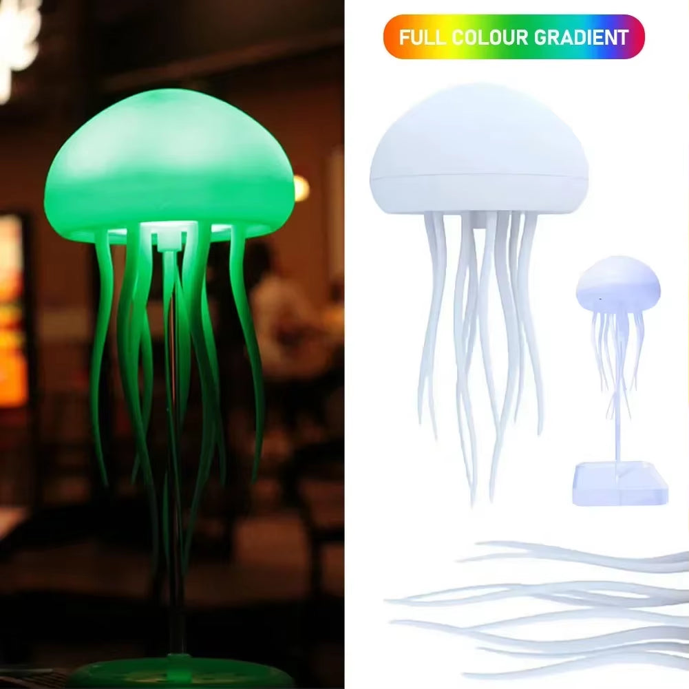 Cartoon Jellyfish Night Light RGB Gradient Cute Jellyfish Bedside Lamp Voice Control Type-C Charging LED Night Lamp