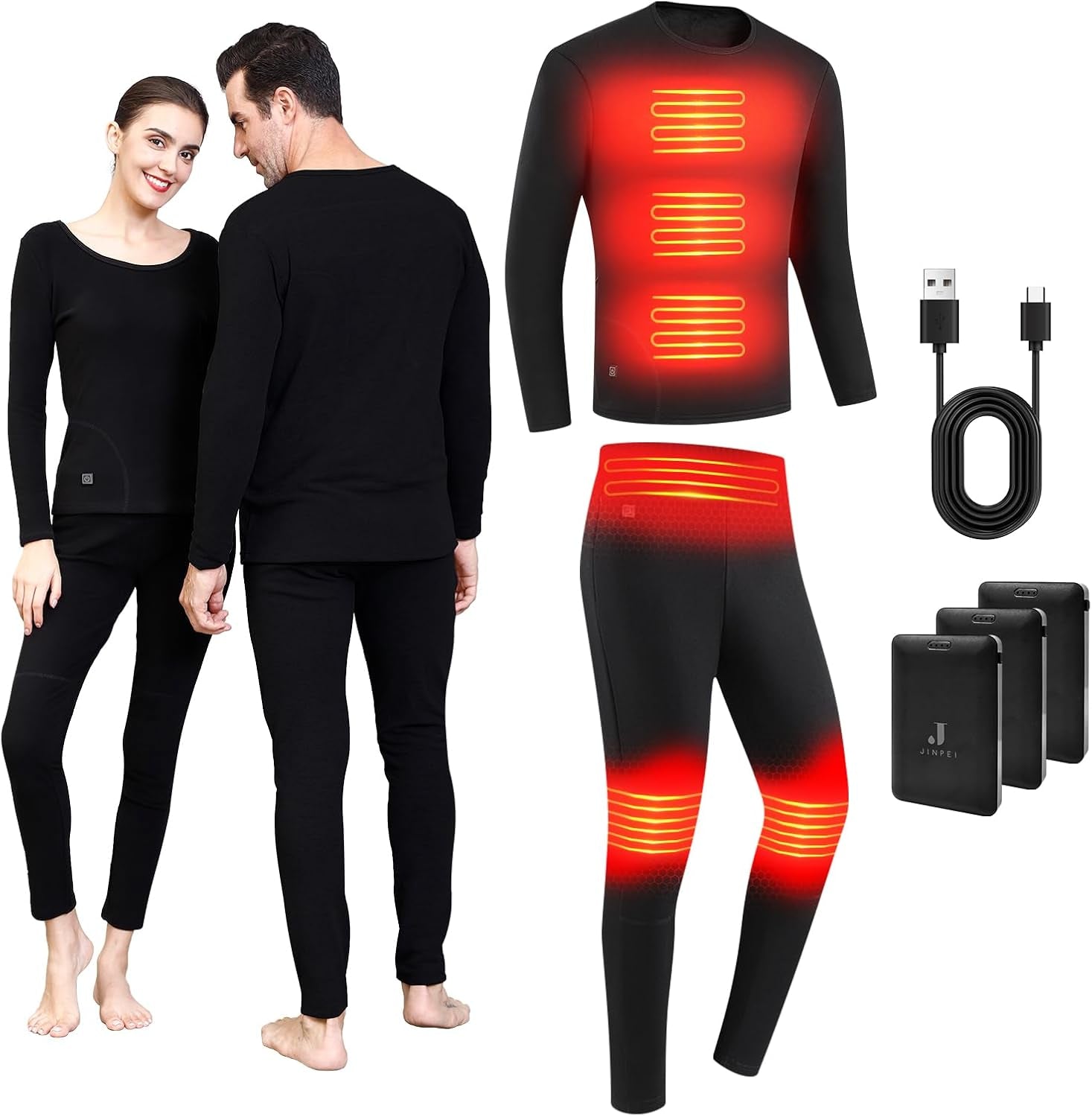 Heated Thermal Underwear Top + Heated Pant for Women