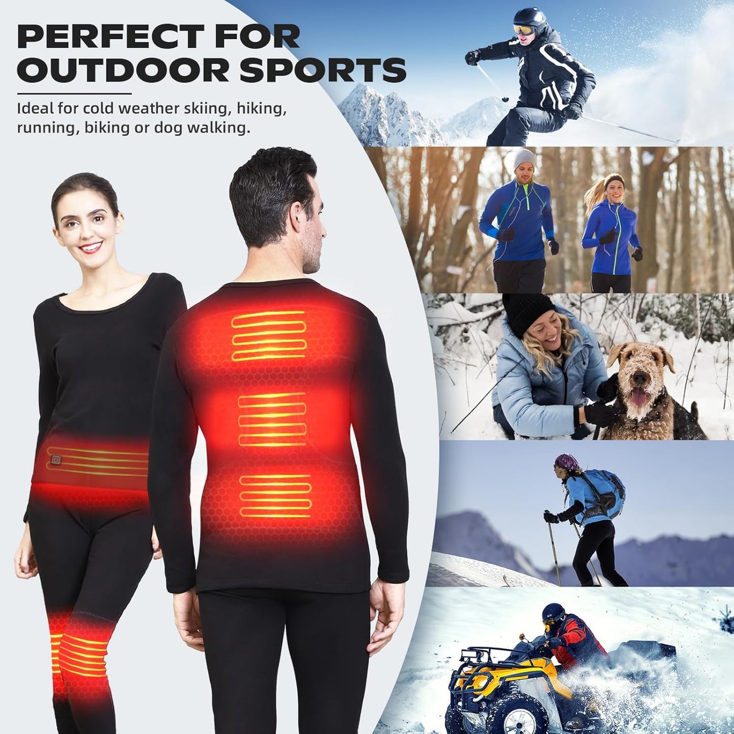 Heated Thermal Underwear Top + Heated Pant for Women