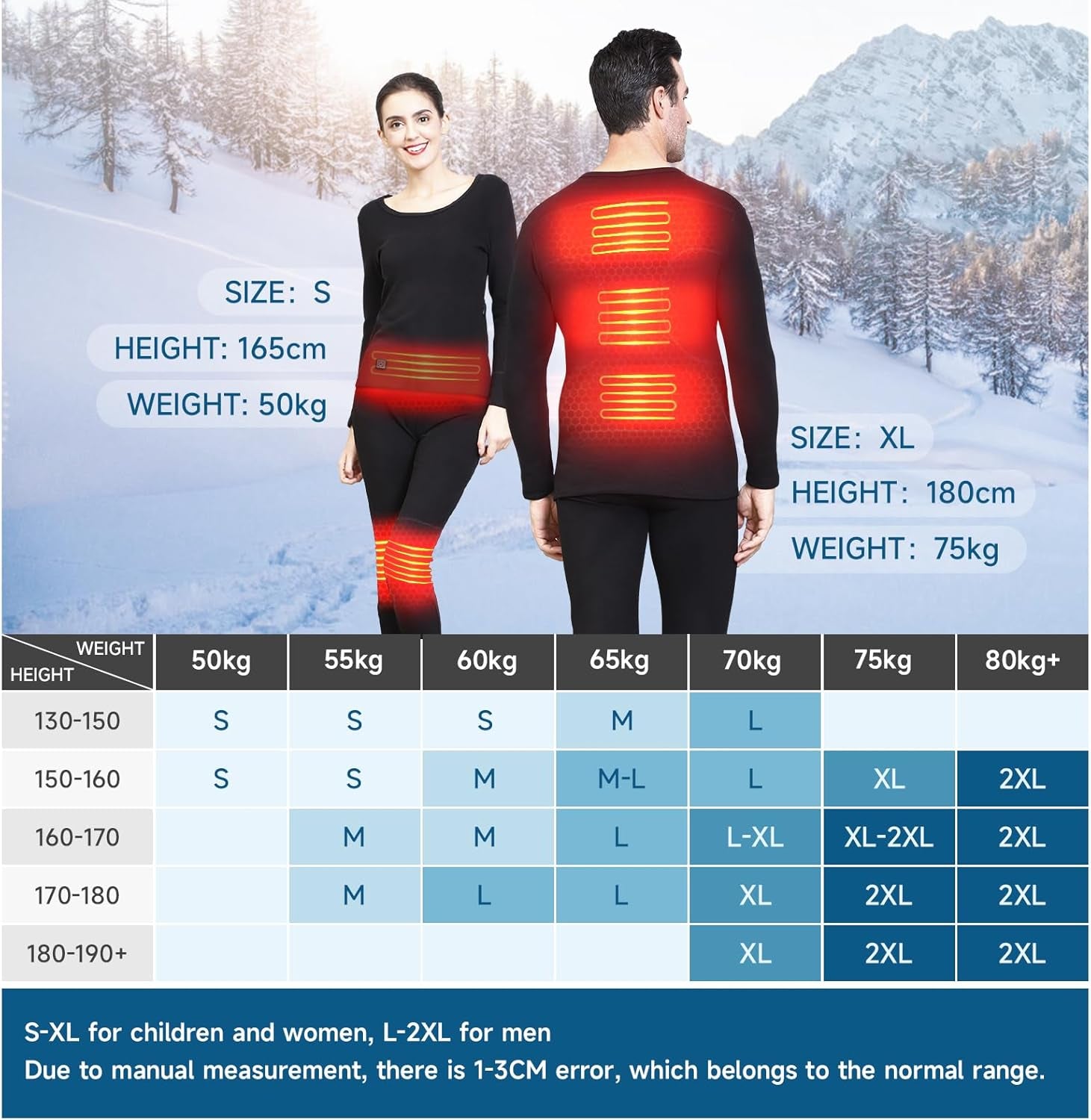 Heated Thermal Underwear Top + Heated Pant for Women