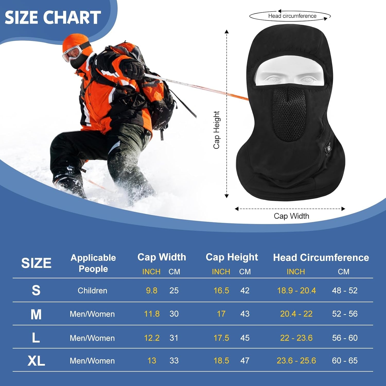 Heated Ski Mask,Battery Balaclava Face Ski Mask, Windproof Heated Mask for Women Men,Heated Hat Motorcycle Riding